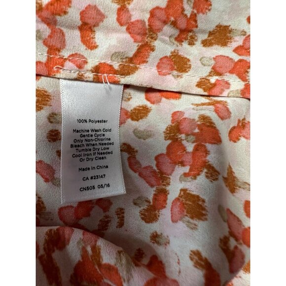 TALBOTS Orange Coral Abstract Patterned Pintucked Career Blouse Size L - Picture 6 of 8